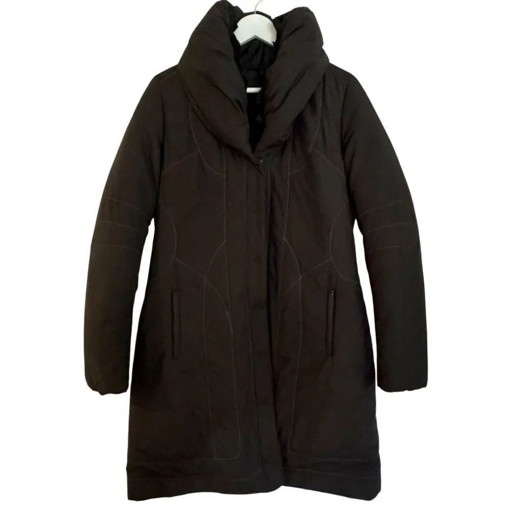 Elie Tahari down fill cocoon puffer jacket charcoal size M